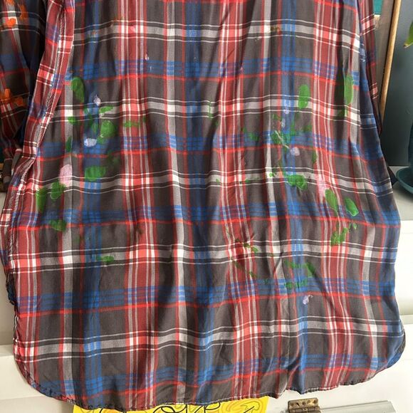 Wilfred Red and Blue Plaid Shirt Hand Painted Small - Picture 12 of 16